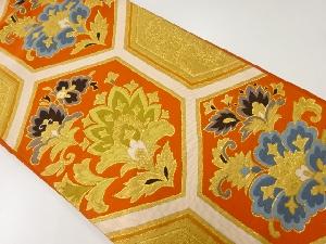 アンティーク　亀甲に草花模様織出し袋帯（材料）